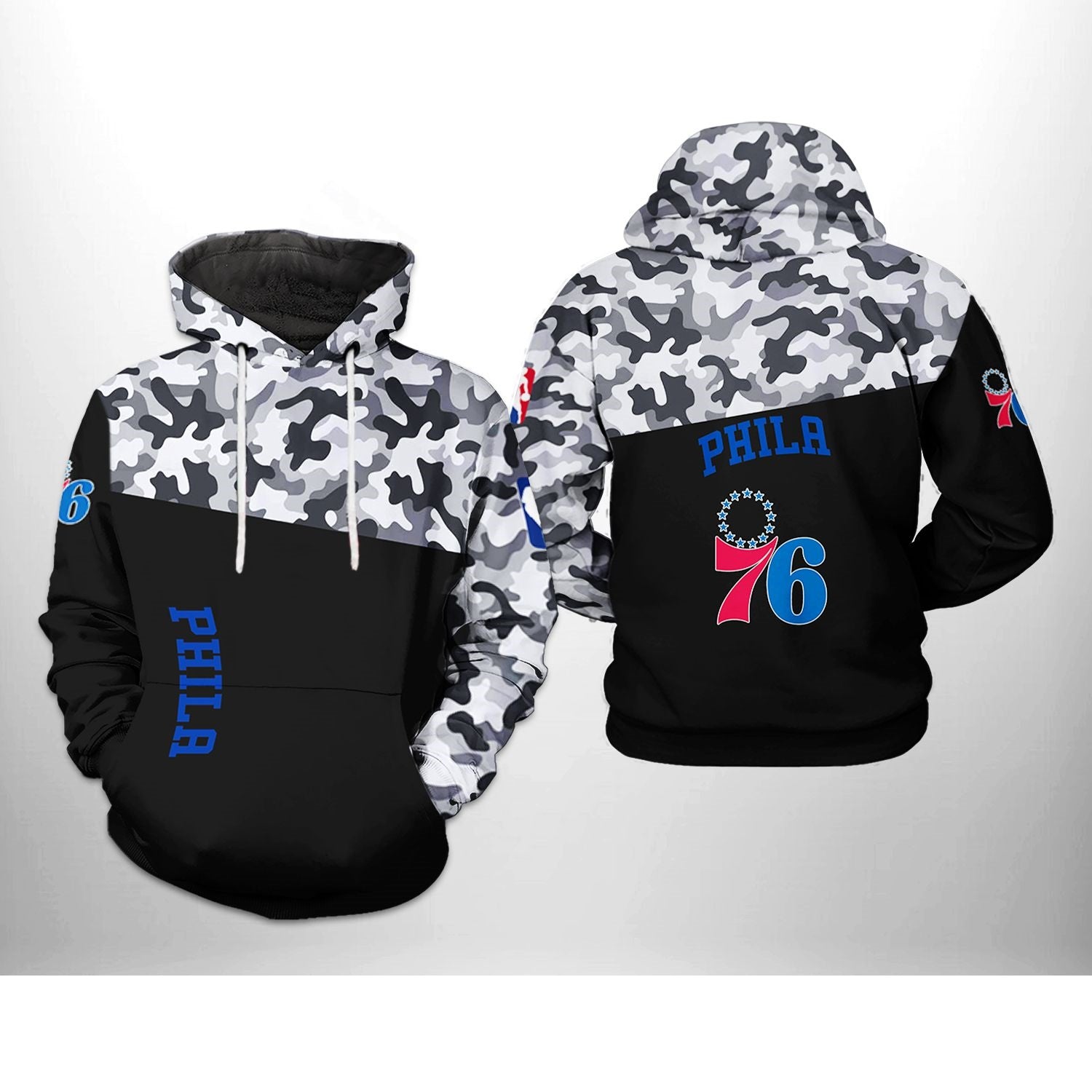 Men's Philadelphia 76ers Mitchell & Ness Black Camo Reflective Head Coach Hoodie – Official Nba Sweatshirt